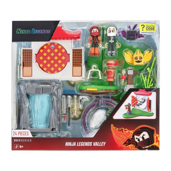 DevSeries Ninja Legends Valley Playset Action-Packed Playset with Five Interactive Play Zone, Two Figures, Accessories, and Exclusive Virtual Item Code